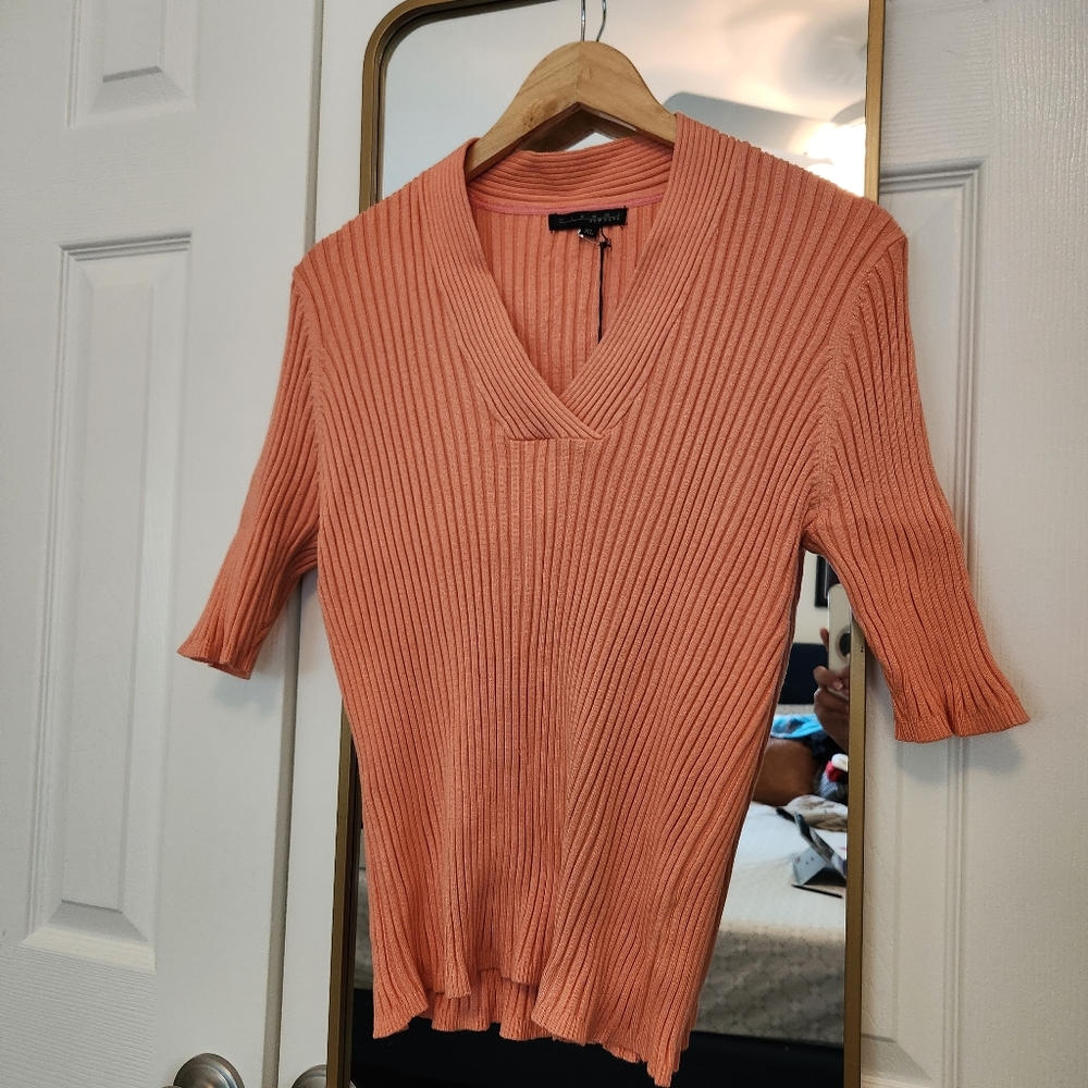 Pierri New York Short Sleeve Ribbed Knit Top